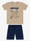 Rovi Kids - Conjunto Camiseta com Bermuda Infantil Preto - variação: Marrom