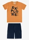 Rovi Kids - Conjunto Camiseta com Bermuda Infantil Marrom - variação: Marrom