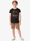 Rovi Kids - Conjunto Camiseta com Bermuda Infantil Bege - variação: Preto
