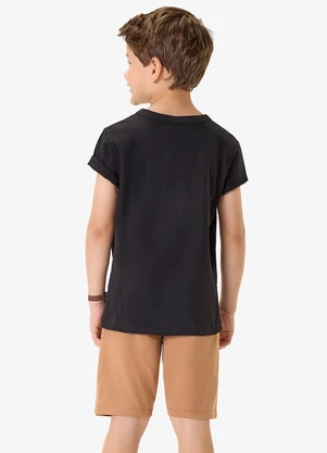 Rovi Kids - Conjunto Camiseta com Bermuda Infantil Preto - ROVI KIDS