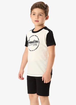 Rovi Kids - Conjunto Camiseta com Bermuda Infantil Preto - ROVI KIDS