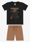 Rovi Kids - Conjunto Camiseta com Bermuda Infantil Marrom - variação: Preto