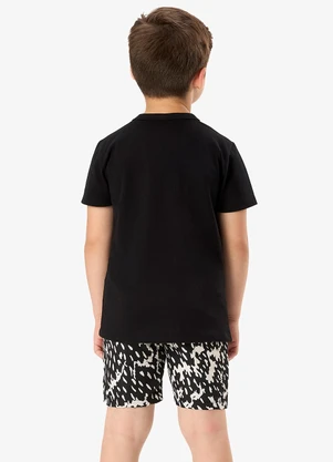 Rovi Kids - Conjunto Camiseta com Bermuda Infantil Preto - ROVI KIDS