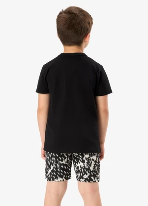 Rovi Kids - Conjunto Camiseta com Bermuda Infantil Preto - ROVI KIDS