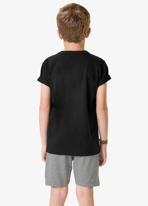 Rovi Kids - Conjunto Camiseta com Bermuda Infantil Preto - ROVI KIDS