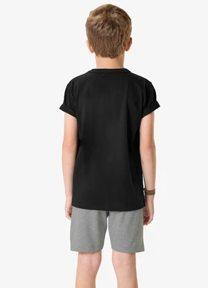 Rovi Kids - Conjunto Camiseta com Bermuda Infantil Preto - ROVI KIDS