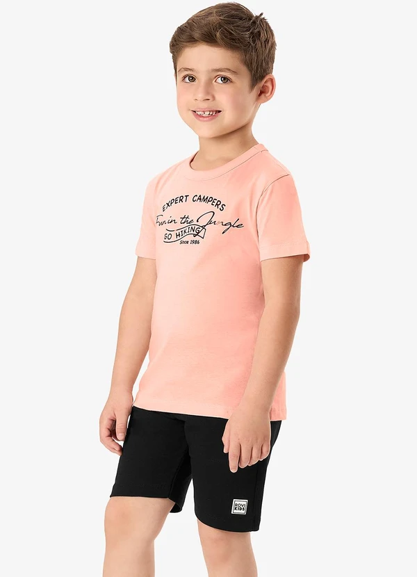 Rovi Kids - Conjunto Camiseta com Bermuda Infantil Rosa