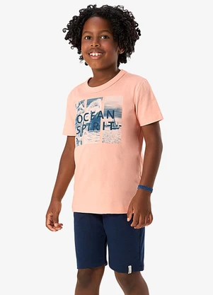 Rovi Kids - Conjunto Camiseta com Bermuda Infantil Rosa - ROVI KIDS