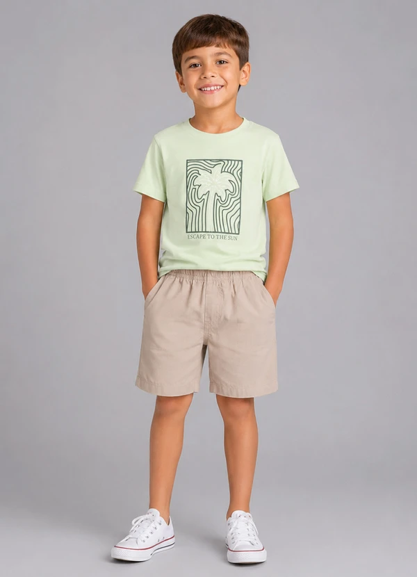 Rovi Kids - Conjunto Camiseta com Bermuda Infantil Verde
