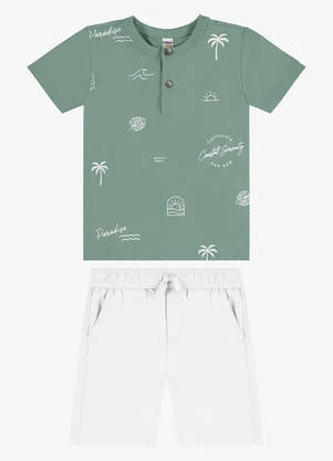 Rovi Kids - Conjunto Camiseta com Bermuda Infantil  Verde - ROVI KIDS
