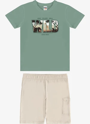 Rovi Kids - Conjunto Camiseta com Bermuda Infantil Verde - ROVI KIDS