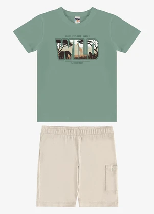 Rovi Kids - Conjunto Camiseta com Bermuda Infantil Verde - ROVI KIDS