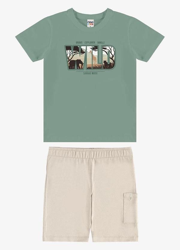 Rovi Kids - Conjunto Camiseta com Bermuda Infantil Verde