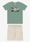 Rovi Kids - Conjunto Camiseta com Bermuda Infantil Bege - variação: Verde