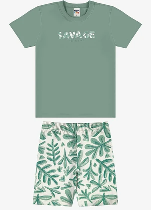 Rovi Kids - Conjunto Camiseta com Bermuda Infantil Verde - ROVI KIDS