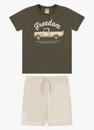 Rovi Kids - Conjunto Camiseta com Bermuda Infantil Verde - ROVI KIDS