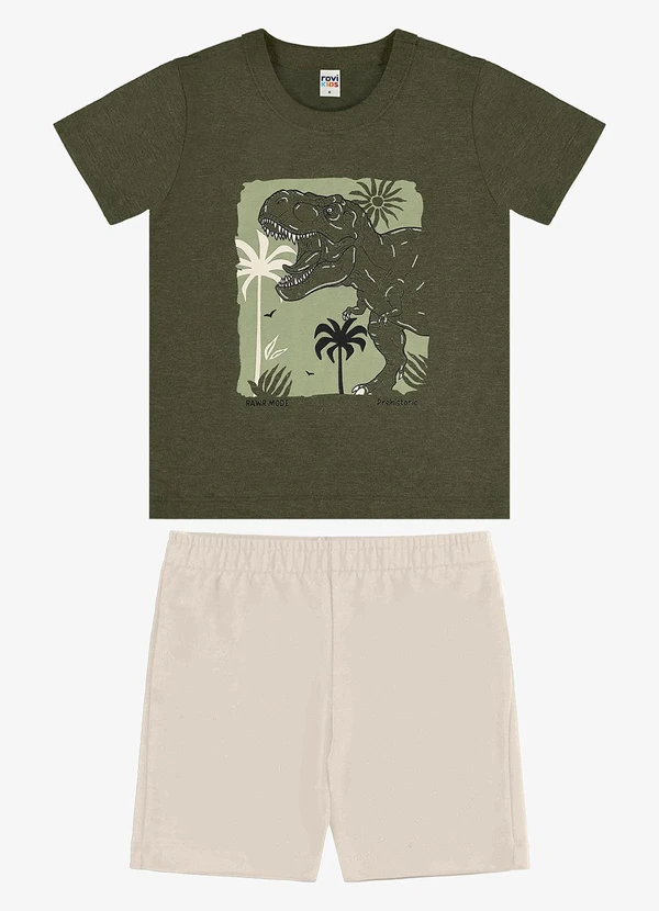 Rovi Kids - Conjunto Camiseta com Bermuda Infantil Verde