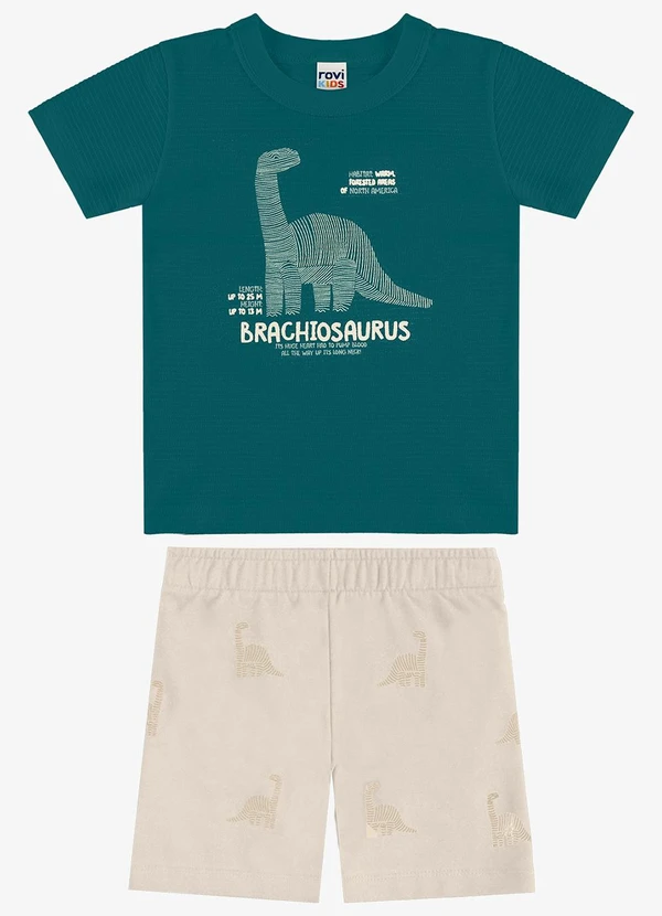 Rovi Kids - Conjunto Camiseta com Bermuda Infantil Verde