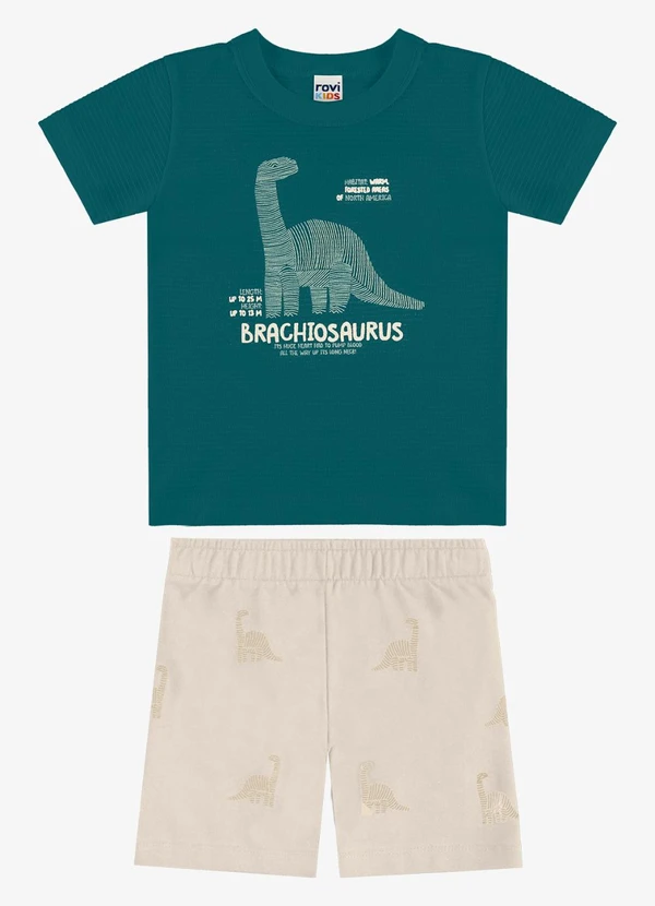 Rovi Kids - Conjunto Camiseta com Bermuda Infantil Verde