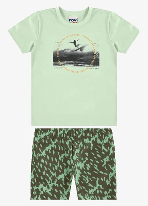 Rovi Kids - Conjunto Camiseta com Bermuda Infantil Verde - ROVI KIDS