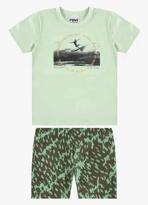 Rovi Kids - Conjunto Camiseta com Bermuda Infantil Verde - ROVI KIDS