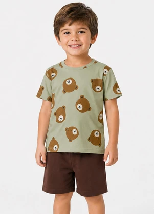 Select - Conjunto Camiseta com Bermuda Infantil Verde - SELECT