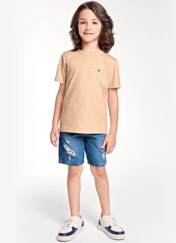 Trick Nick - Conjunto Camiseta com Bermuda Jeans Bege