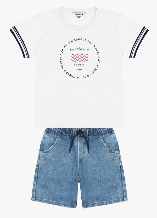 Trick Nick - Conjunto Camiseta com Bermuda Jeans Branco 6