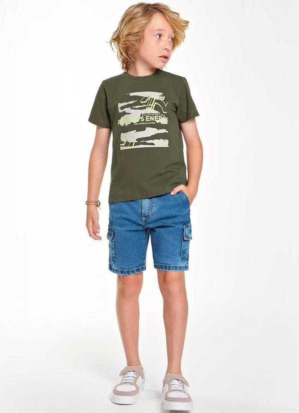 Trick Nick - Conjunto Camiseta com Bermuda Jeans Verde