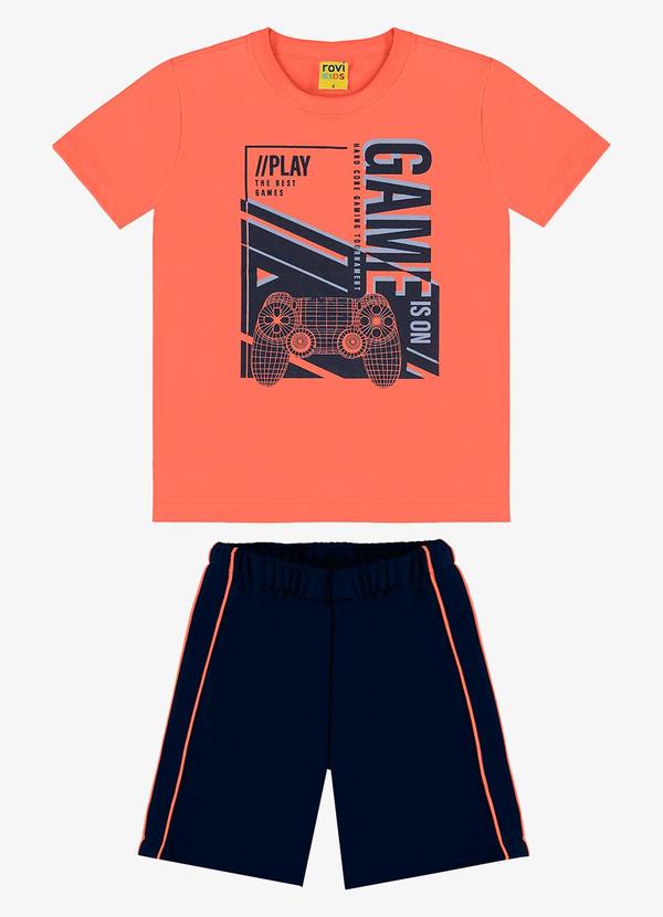 Rovi Kids - Conjunto Camiseta com Bermuda Laranja