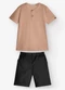 Trick Nick - Conjunto Camiseta com Bermuda Bege - variação: Marrom