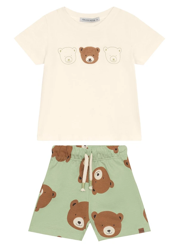 Trick Nick - Conjunto Camiseta com Bermuda Masculina Bege