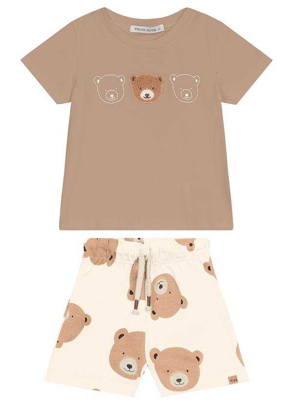 Trick Nick - Conjunto Camiseta com Bermuda Masculina Marrom