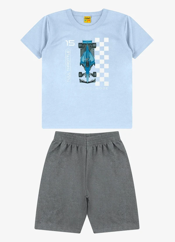 Rovi Kids - Conjunto Camiseta com Bermuda Masculino Azul