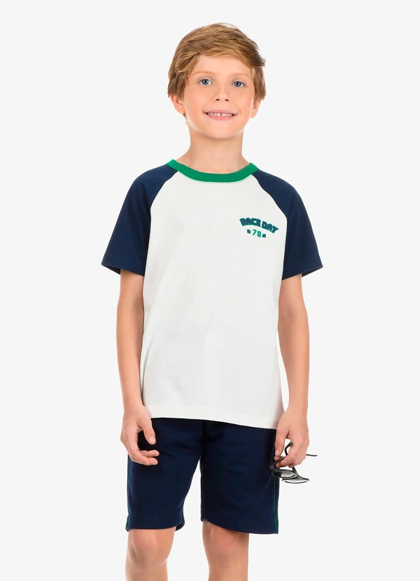 Rovi Kids - Conjunto Camiseta com Bermuda Masculino Azul