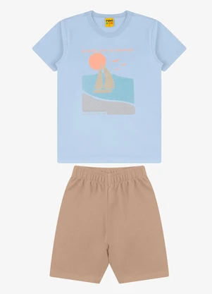 Rovi Kids - Conjunto Camiseta com Bermuda Masculino Azul - ROVI KIDS