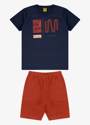 Rovi Kids - Conjunto Camiseta com Bermuda Masculino Azul - ROVI KIDS