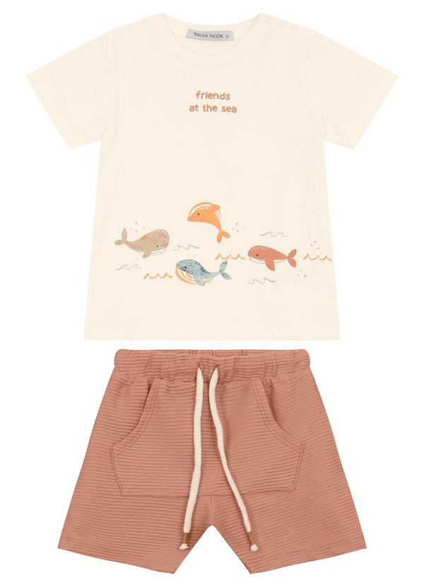 Trick Nick - Conjunto Camiseta com Bermuda Masculino Bege