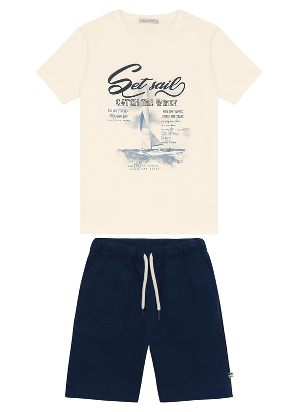 Trick Nick - Conjunto Camiseta com Bermuda Masculino Bege