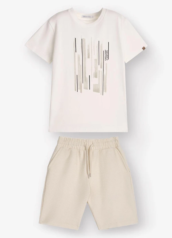 Trick Nick - Conjunto Camiseta com Bermuda Masculino Bege 4