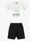 Rovi Kids - Conjunto Camiseta com Bermuda Masculino Preto - variação: Branco