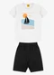 Rovi Kids - Conjunto Camiseta com Bermuda Masculino Azul - variação: Branco