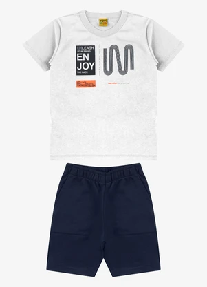 Rovi Kids - Conjunto Camiseta com Bermuda Masculino Branco - ROVI KIDS