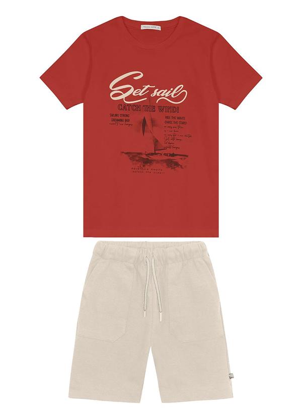 Trick Nick - Conjunto Camiseta com Bermuda Masculino Laranja