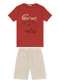Trick Nick - Conjunto Camiseta com Bermuda Masculino Bege - variação: Laranja