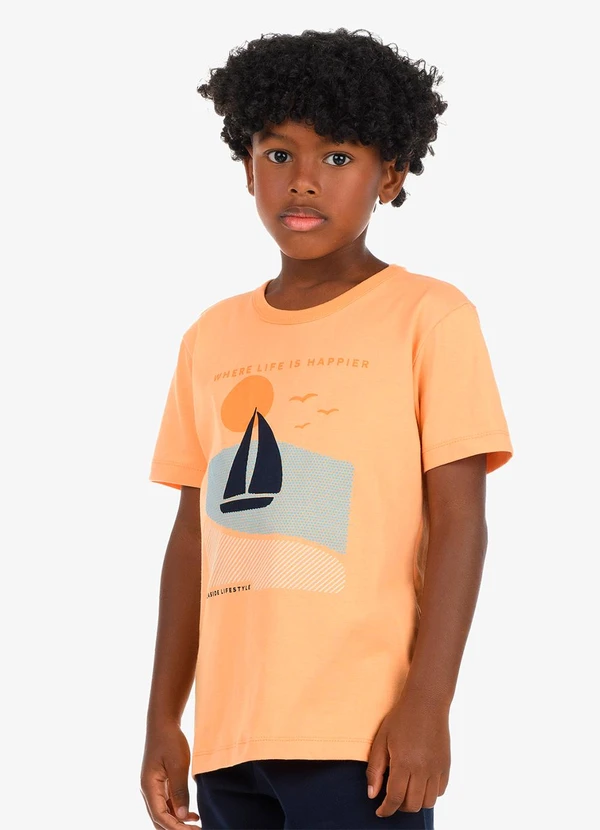 Rovi Kids - Conjunto Camiseta com Bermuda Masculino Laranja 4