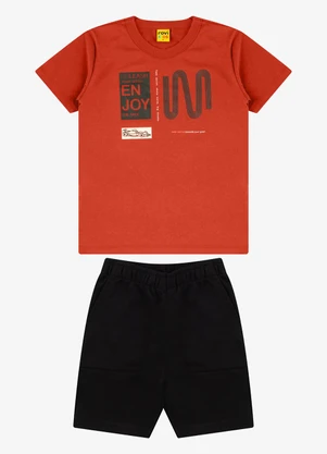 Rovi Kids - Conjunto Camiseta com Bermuda Masculino Laranja - ROVI KIDS
