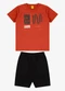 Rovi Kids - Conjunto Camiseta com Bermuda Masculino Azul - variação: Laranja