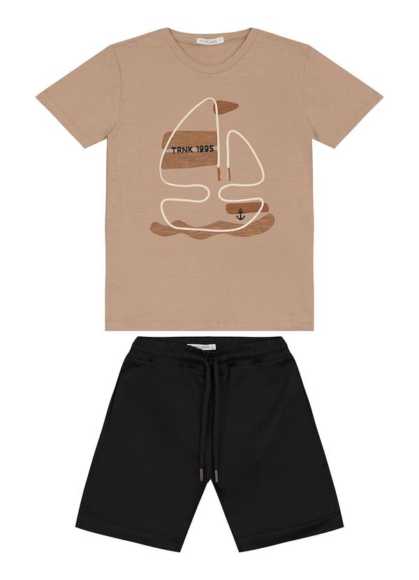 Trick Nick - Conjunto Camiseta com Bermuda Masculino Marrom