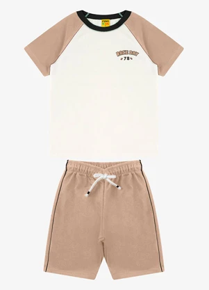 Rovi Kids - Conjunto Camiseta com Bermuda Masculino Marrom - ROVI KIDS